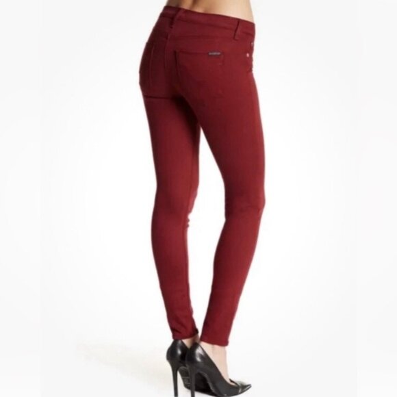 Hudson Womens Krista Super Skinny Jeans Burgundy Red Stretchy Mid Rise size 27 - Picture 2 of 12